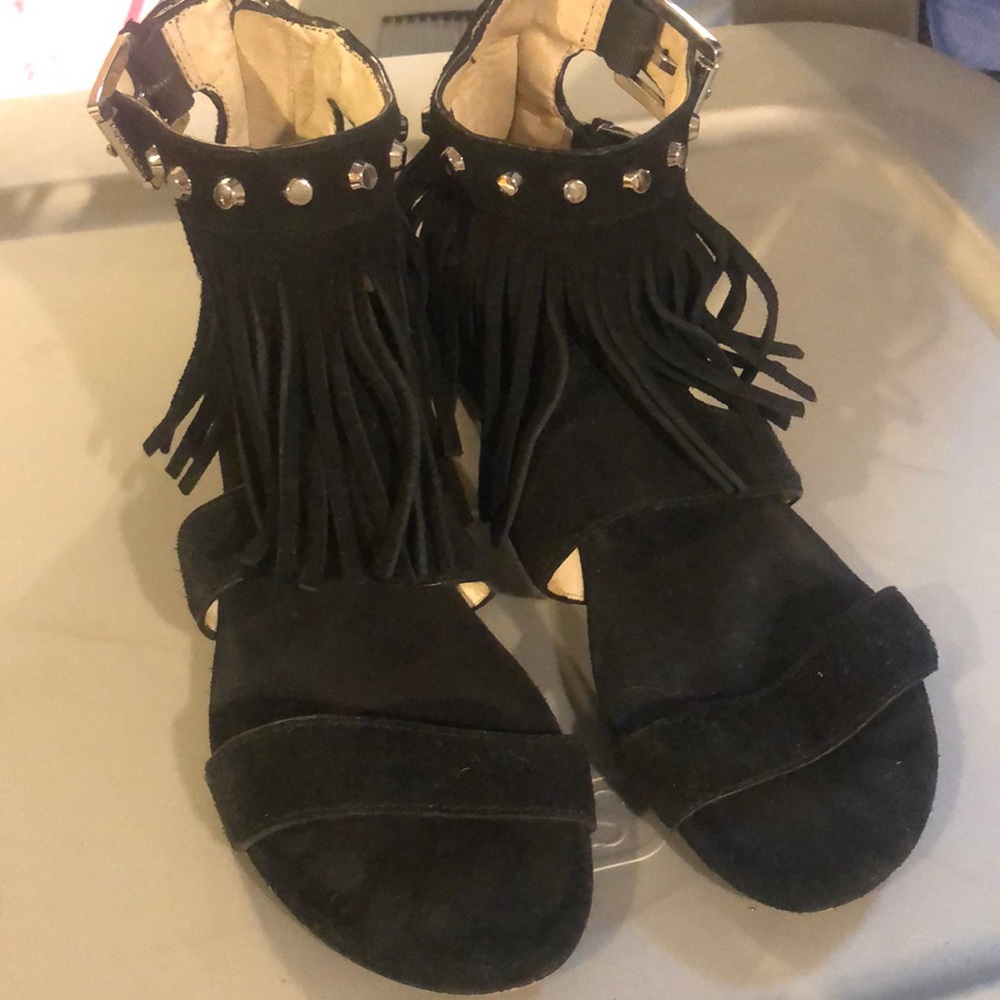Michael Kors black fringe sandals